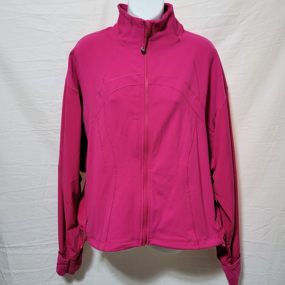 lululemon Define *Luon Full Zip Relaxed Jacket Thumbholes Pockets Pink Women's 8